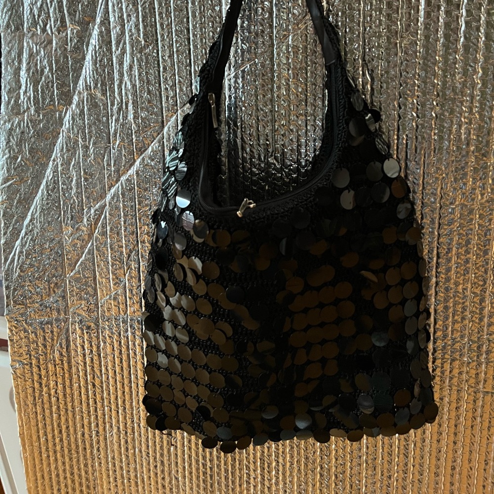 New Vintage Black Sequin Shoulder Bag